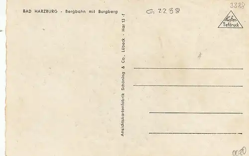 Bad Harzburg, Bergbahn mit Burgberg ngl G2238