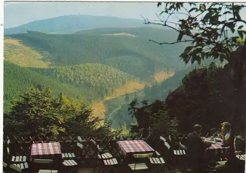 Bad Harzburg, Rabenklippe mit Brocken gl1971 G2325