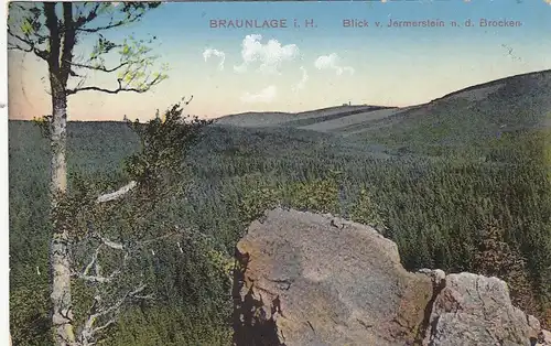 Braunlage/Oberharz, Blick vom Jermerstein auf den Brocken gl1907? G2292