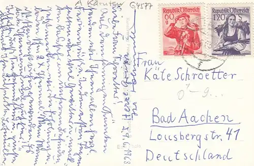 Villach, Draubrücke mit Mittagskogel, Kärnten gl1963 G4577
