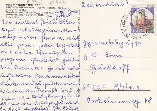Niederrasen, Pustertal, Südirol, Pension "Ansitz Goller" gl1994 G5181