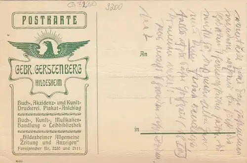 Hildesheim, Postkarte Fa. Gebr. Gerstenberg ngl G3230