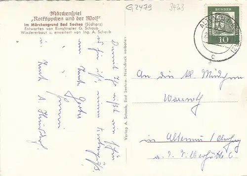 Bad Sachsa, Südharz,Märchengrund, Rotkäppchen und der Wolf gl1962 G2479