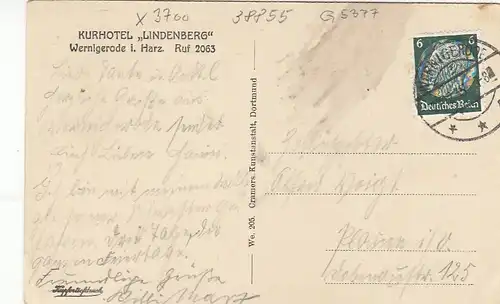 Wernigerode, Harz, Panorama mit Hotel Lindenberg gl1935 G5377