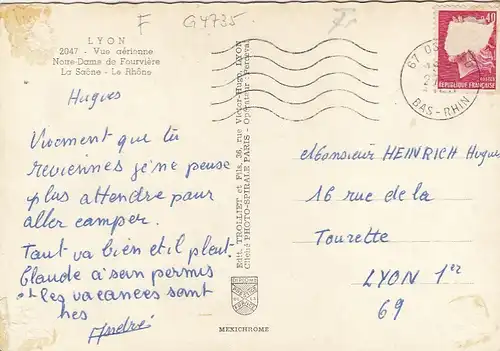 Lyon, Vue aérienne glum 1970? G4735