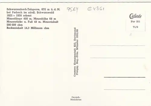 Schwarzenbach-Talsperre bei Forbach, nördl. Schwarzwald ngl G4361