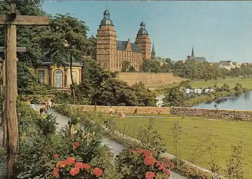 Aschaffenburg a.Main, Blick vom Pompejanum auf Pavillon und Schloß gl1968 G5561