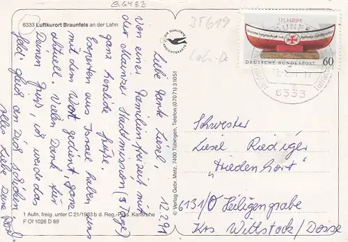 Braunfels/Lahn im Taunus, Mehrbildkarte gl1991 G6483