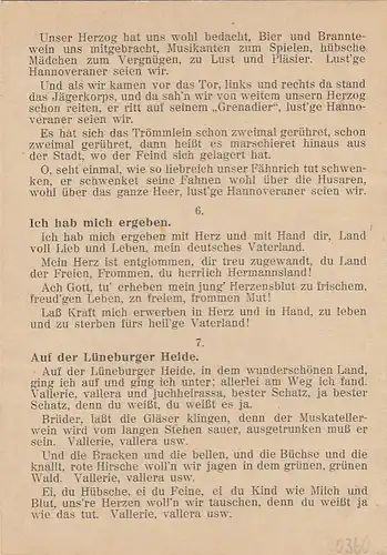 Hannover, Lieder für althannoversche Heimatfeste ngl G2980