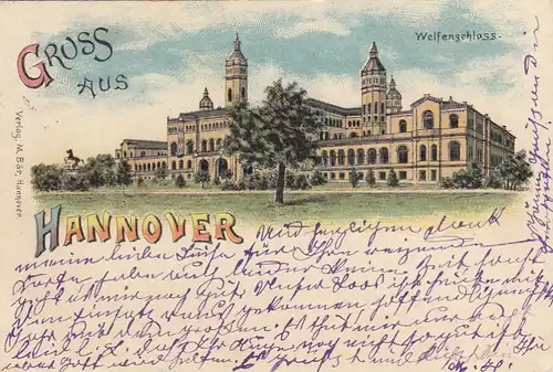 Hannover, Welfenschloss, Litho gl1899 G2843