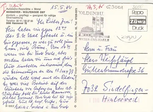 Hannover-Wülferode-Ost, Autobahn-Raststätte + Motel gl1980 G3001