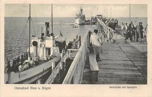Binz auf Rügen Seebrücke mit Dampfer gl1924 169.867