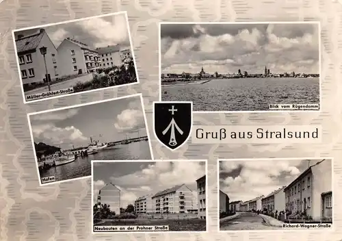 Stralsund Mehrbildkarte Straßenpartien Hafen glca.1965 169.987