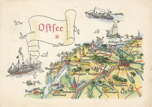 Ostsee, Landkarte von Poel bis Nienhagen gl1967 G6588