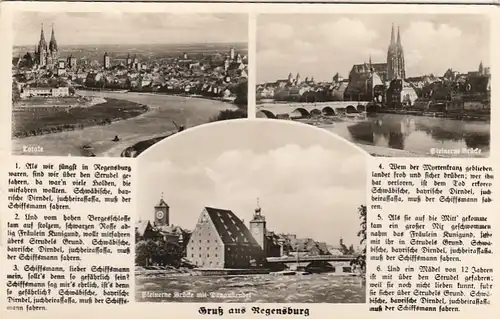 Regensburg, Mehrbildkarte mit Liedtext gl1953 G5476