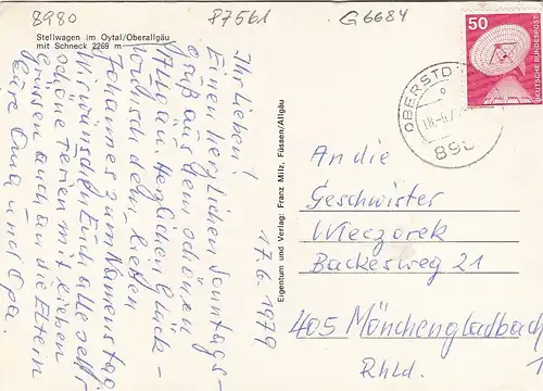 Oytal,Talabschluß bei Oberstdorf, Stellwagen mit Schneck gl1976? G6684