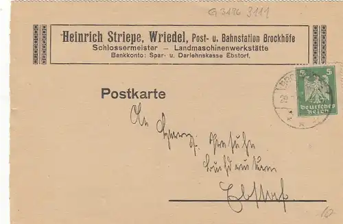 Wriedel, Post Brockhöfe, Fa. Heinrich Striepe gl1924 G3196