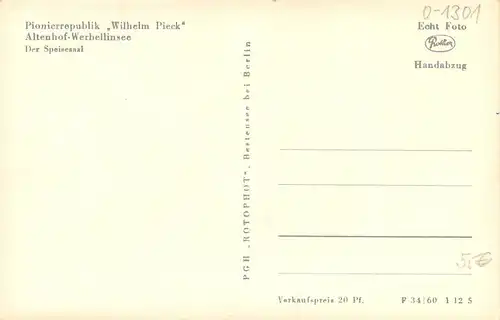 Altenhof-Werbellinsee Wilhelm Pieck Speisesaal ngl 168.182