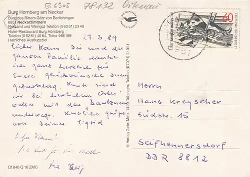 Neckarzimmern, Schloß Hornberg des Götz v. Berlichingen gl1989 G6305