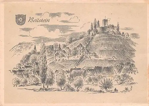 Beilstein von Ludwig Schäfer-Grohe Stadtansicht mit Burg ngl 170.262