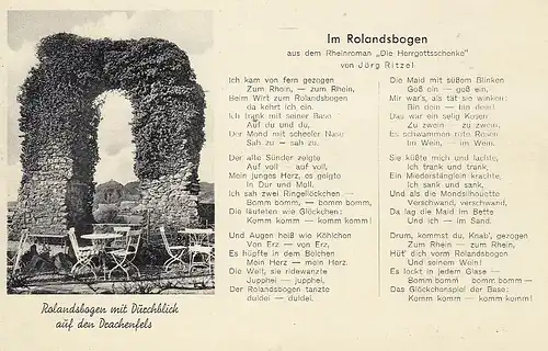 Rolandsbogen, Blick auf Drachenfels, Liedtext im Rolandsbogen ngl G6849