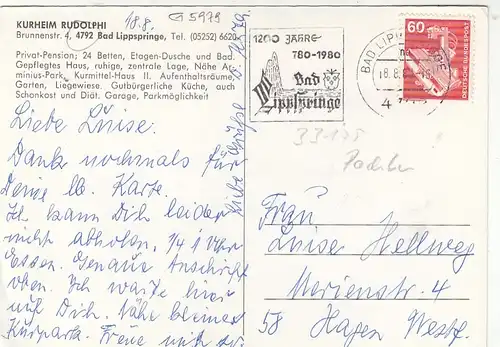 Bad Lippspringe, Kurheim Rudolphi, Mehrbildkarte gl1980 G5979