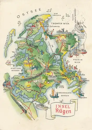 Ostsee, Insel Rügen, Landkarte gl1962? G6589