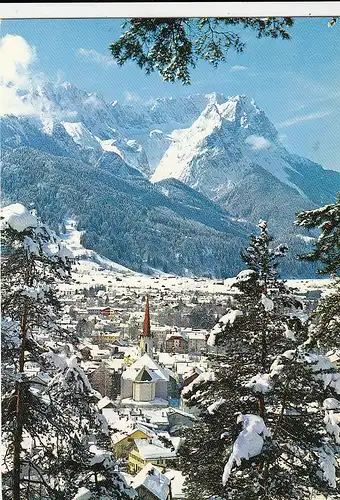 Garmisch-Partenkirchen gegen Kleinen und Großen Waxenstein und Zugspitze ngl G3805