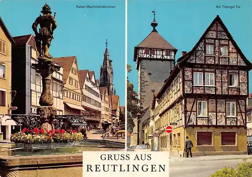 Reutlingen Brunnen und Tübinger Tor ngl 170.490