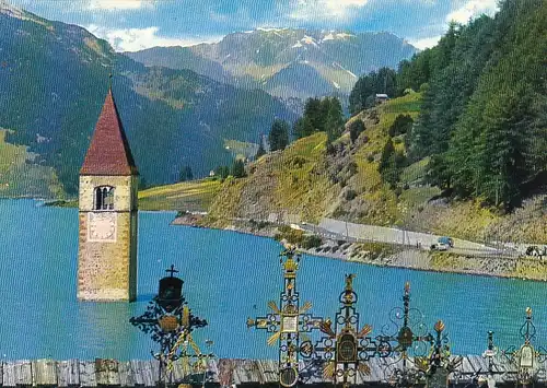 Winschgau, Turm des versunkenen Graun, Südtirol ngl G3785