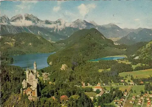 Königsschlösser Neuschwanstein und Hohenschwangau mit Umgebung gl1970 G6800