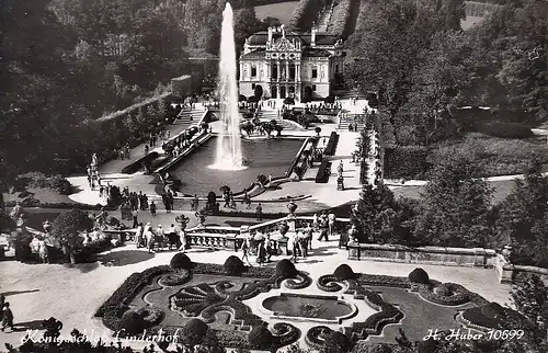 Ettal, Königl. Schloss Linderhof mit großer Fontaine gl1957 G6819