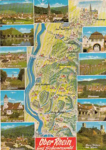 Der Oberrhein und Schwarzwald, Mehrbildkarte mit Panorama gl1983 G6339