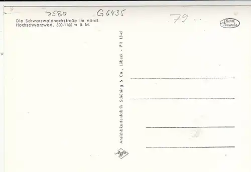 Schwarzwaldhochstraße, Mehrbildkarte ngl G6435