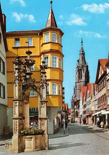 Reutlingen Wilhelmstraße mit Marienkirche und Brunnen ngl 171.031