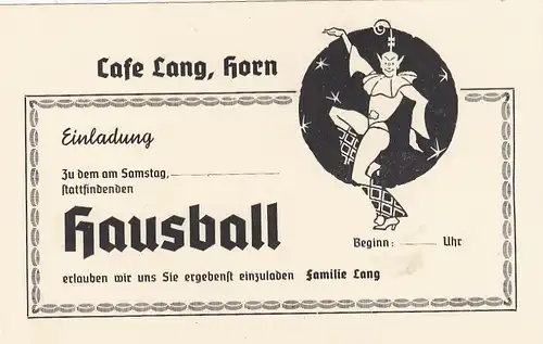 Horn, Cafe Lang, Einladung zum Hausball ngl G6061