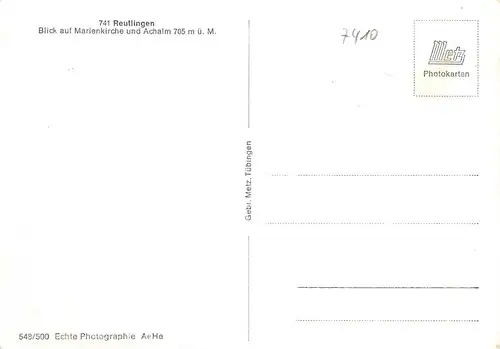 Reutlingen Blick auf Marienkirche und Achalm ngl 170.900