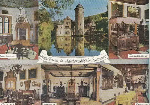 Märchen-Schloß Mespelbrunn, Spessart, Mehrbildkarte ngl G6755
