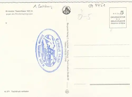 Krimmler Tauernhaus gegen die Reichenspitzgruppe ngl G4451