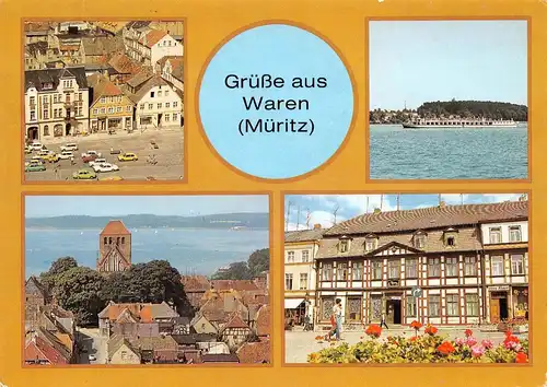 Waren (Müritz) Markt MS Fontane Kirche Apotheke gl1987 169.141