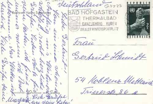 Bad Hofgastein, Schloß Weitmoser, mit Historiengedicht glum 1970? G4523