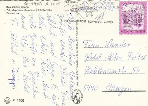 Das schöne Zillertal, Tirol, Mehrbildkarte gl1981 G4466