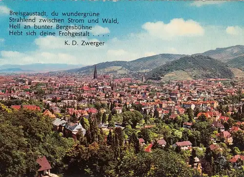 Freiburg i.Breisgau, Panorama, mit Spruch glum 1970? G6430