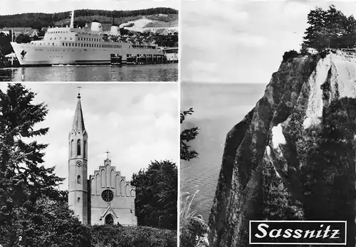 Saßnitz auf Rügen Fährschiff Kirche Kreidefelsen gl1968 169.697