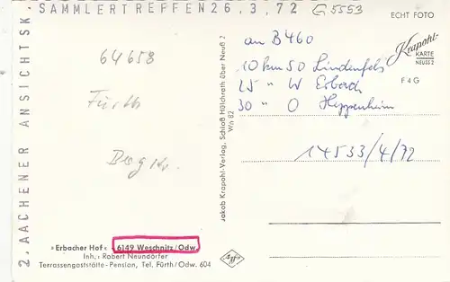 Weschnitz, Odenwald, Gaststätte-Pension "Erbacher Hof" ngl G5553