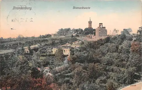 Brandenburg (Havel) Panorama und Bismarckwarte gl1913 168.638