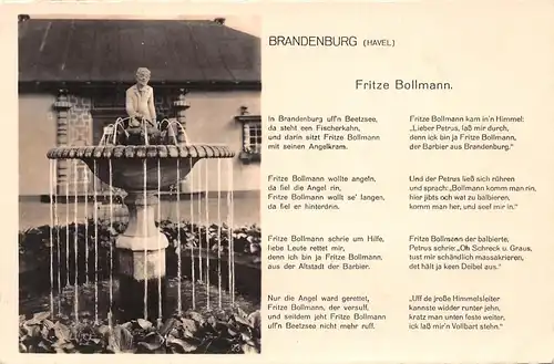 Brandenburg (Havel) Fritze Bollmann Brunnen und Gedicht gl1942 168.655