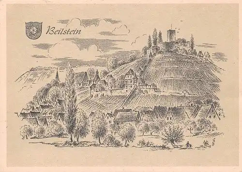 Beilstein von Ludwig Schäfer-Grohe Stadtansicht mit Burg ngl 170.250