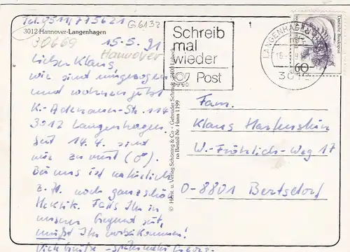 Langenhagen bei Hannover, Mehrbildkarte gl1991 G6132
