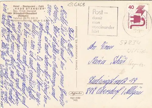 Wilnsdorf-Obersdort (Rödgen), Hotel "Haus Stangier" gl1956 G6168